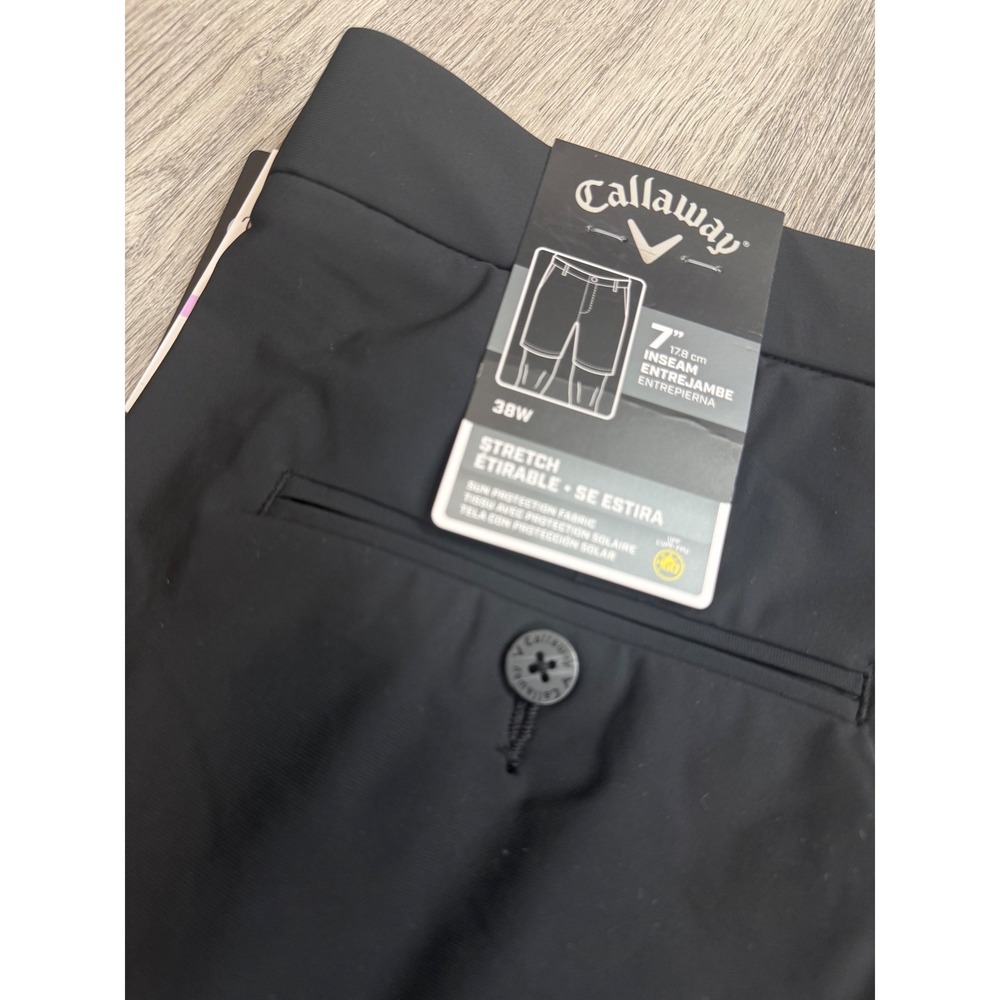 Callaway Golf Shorts Mens 38 Black New 7 Inch Inseam Stretch Sun Protection